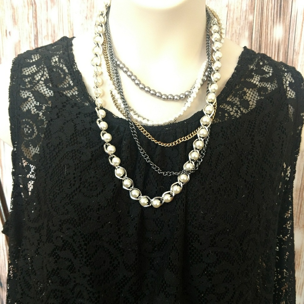 !!!3 for $25!!! 2x Black Lace Shell, Olivia Sky
